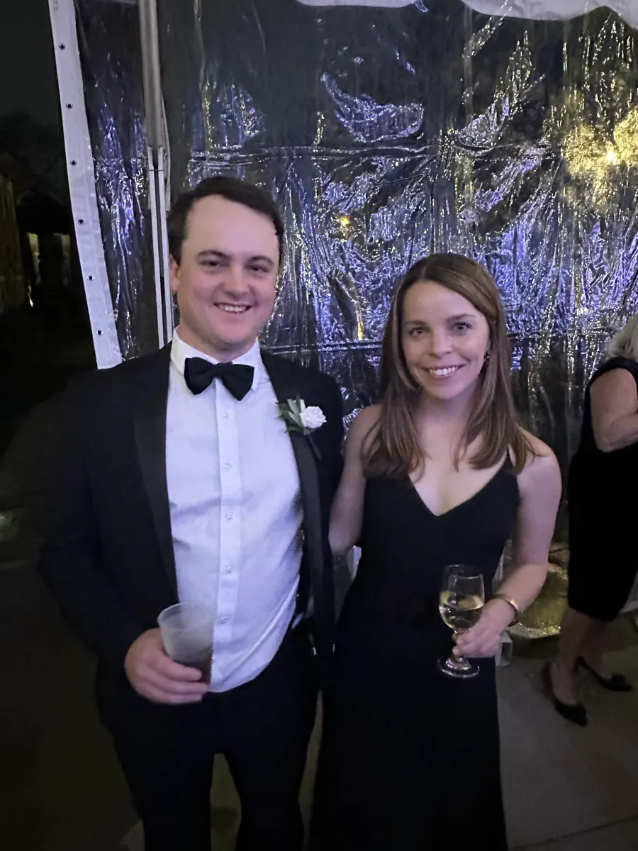 Shelby and Hobey dressed up at a black-tie evening